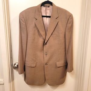 Jos. A. Bank Sport Coat Men's Size 44R Tan 100% Wool, Linen Look EUC